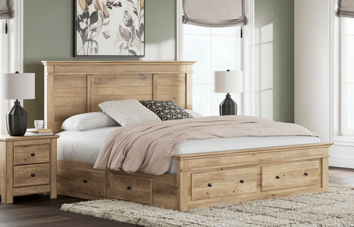 AshleyAshley PCB1170 Makidern - Panel Storage Bed With Under Bed Storage Unit And Storage Footboard - Tan