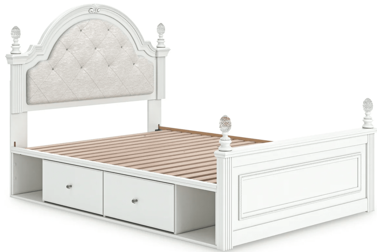 AshleyAshley PCB1819 Kozlani - Upholstered Panel Storage Bed - White