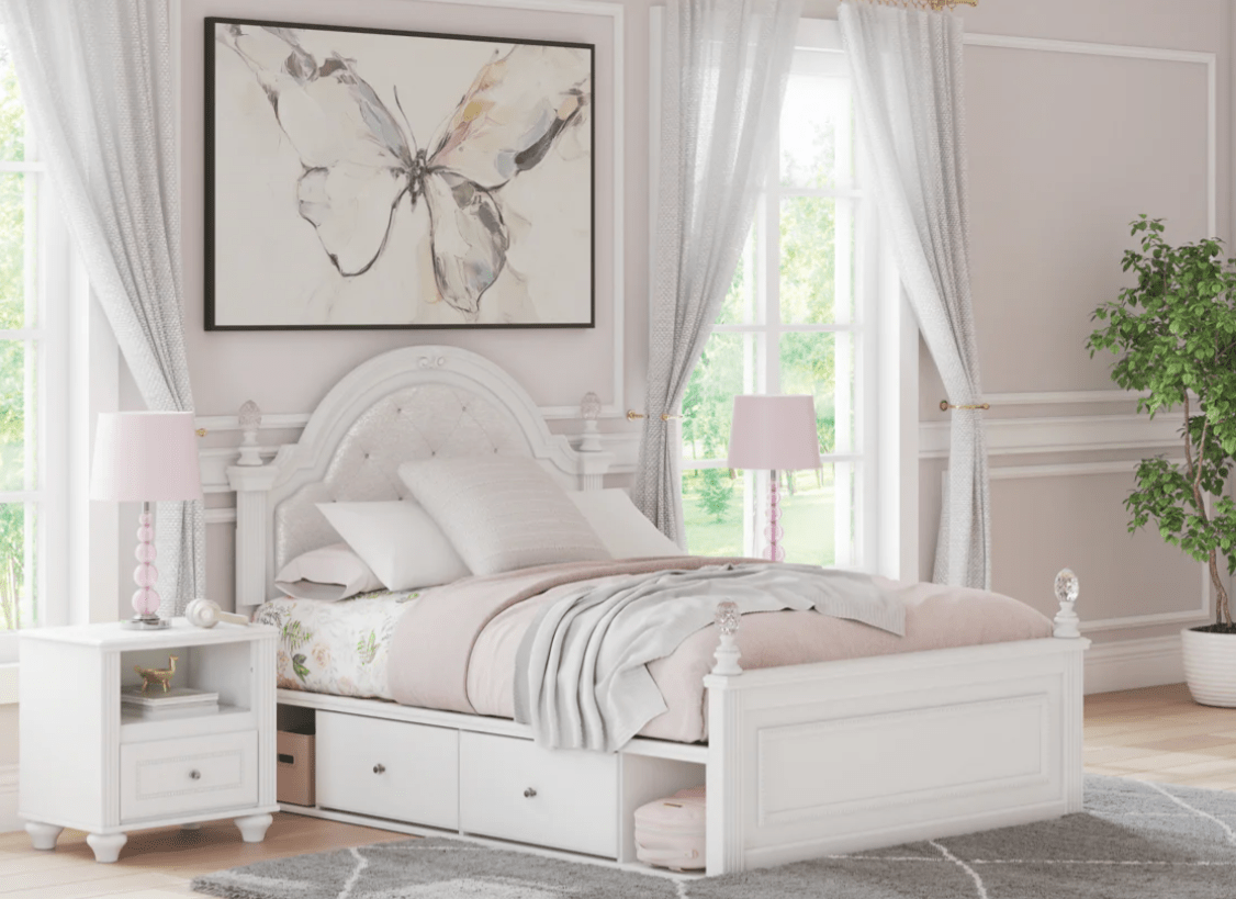 AshleyAshley PCB1819 Kozlani - Upholstered Panel Storage Bed - White