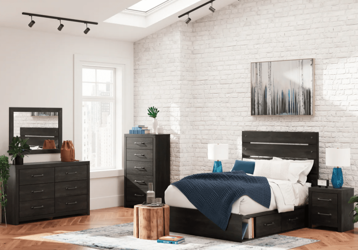 AshleyAshley PCB2108 Hollivern - Panel Storage Bed - Dark Gray