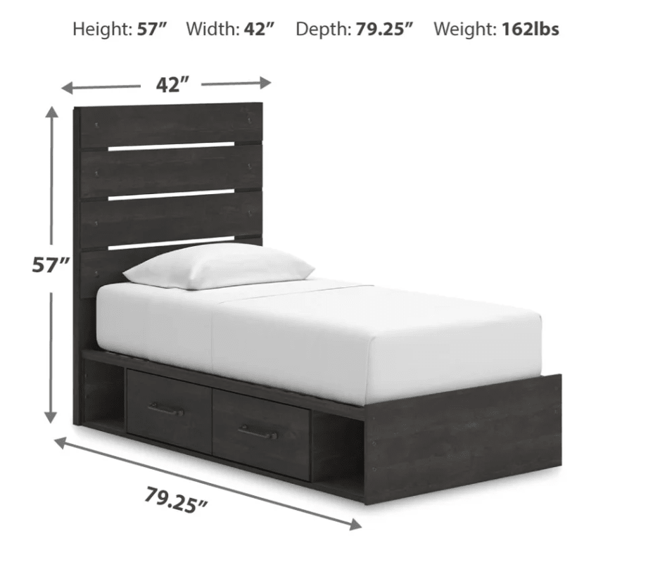 AshleyAshley PCB2108 Hollivern - Panel Storage Bed - Dark Gray