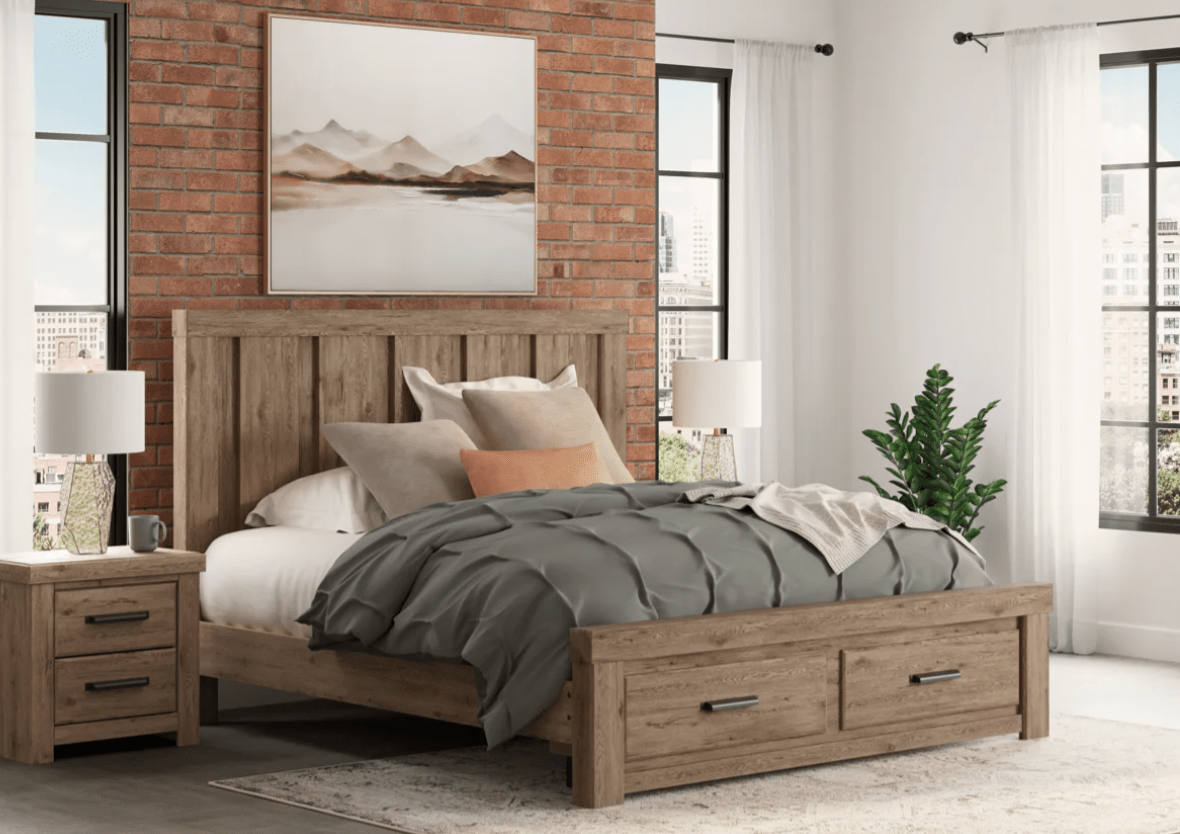 AshleyAshley PCB2844 Oliandon - Panel Storage Bed - Light Brown