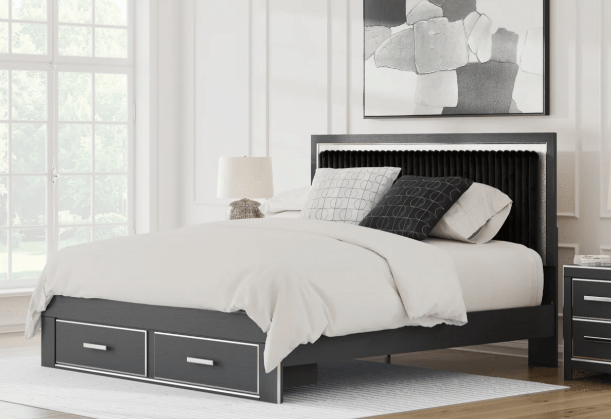 AshleyAshley PCB3380 Zuraleus - Upholstered Panel Platform Storage Bed - Black