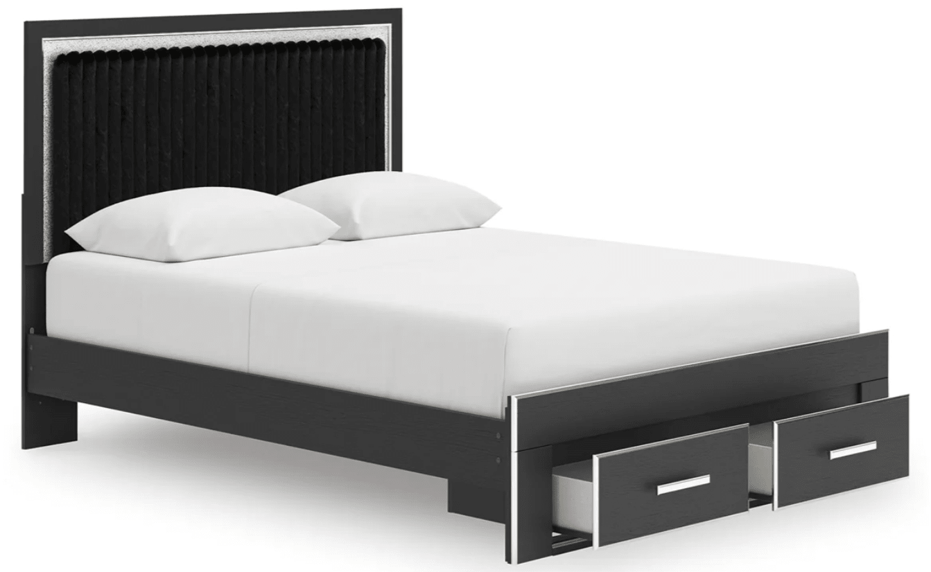 AshleyAshley PCB3380 Zuraleus - Upholstered Panel Platform Storage Bed - Black