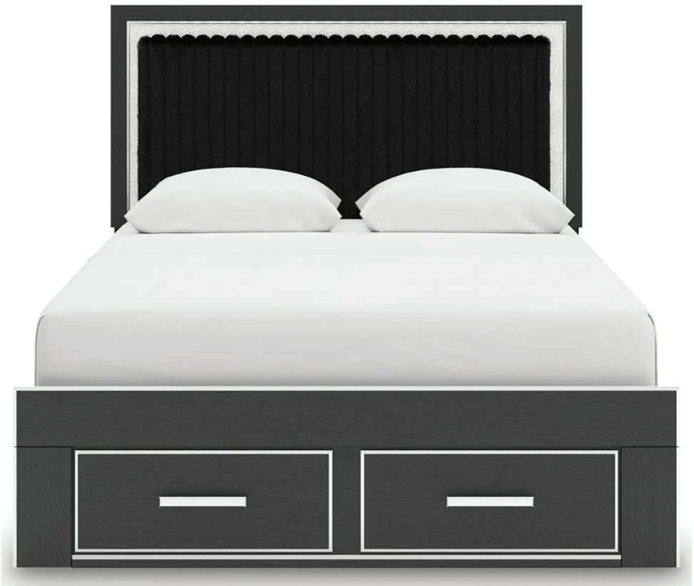 AshleyAshley PCB3380 Zuraleus - Upholstered Panel Platform Storage Bed - Black