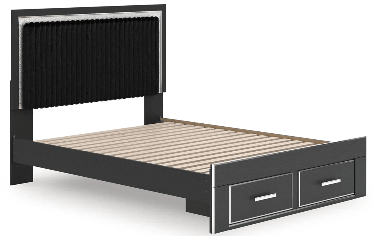 AshleyAshley PCB3380 Zuraleus - Upholstered Panel Platform Storage Bed - Black