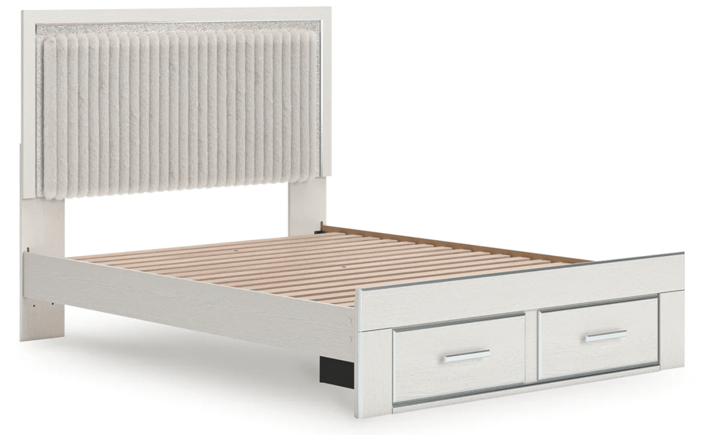 AshleyAshley PCB3381 Zuraleus - Upholstered Panel Platform Storage Bed - White