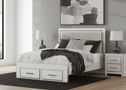 AshleyAshley PCB3381 Zuraleus - Upholstered Panel Platform Storage Bed - White
