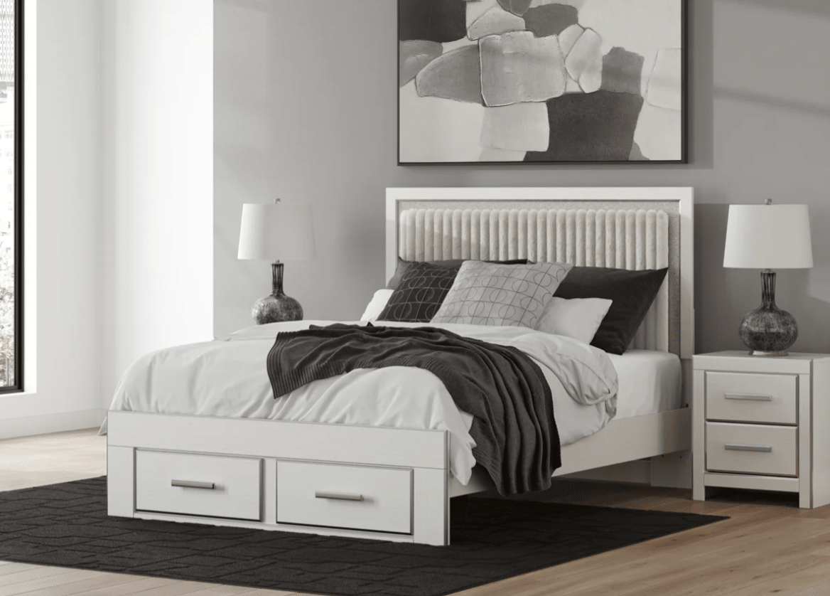 AshleyAshley PCB3381 Zuraleus - Upholstered Panel Platform Storage Bed - White
