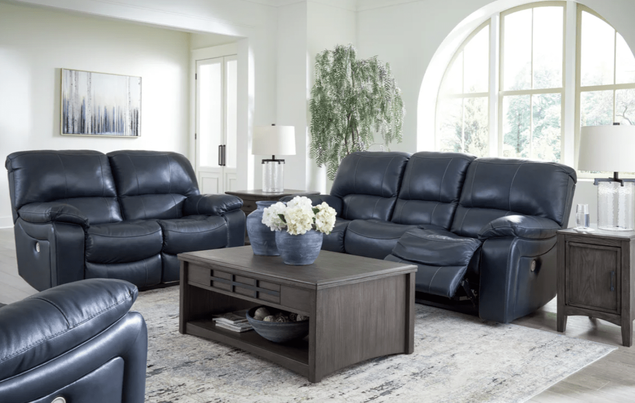 AshleyAshley U43809 Leesworth - Power Reclining Sofa, Power Reclining Loveseat, Power Rocker Recliner - Ocean