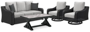 AshleyBeachcroft Outdoor Sofa and 2 Chairs with Coffee Table