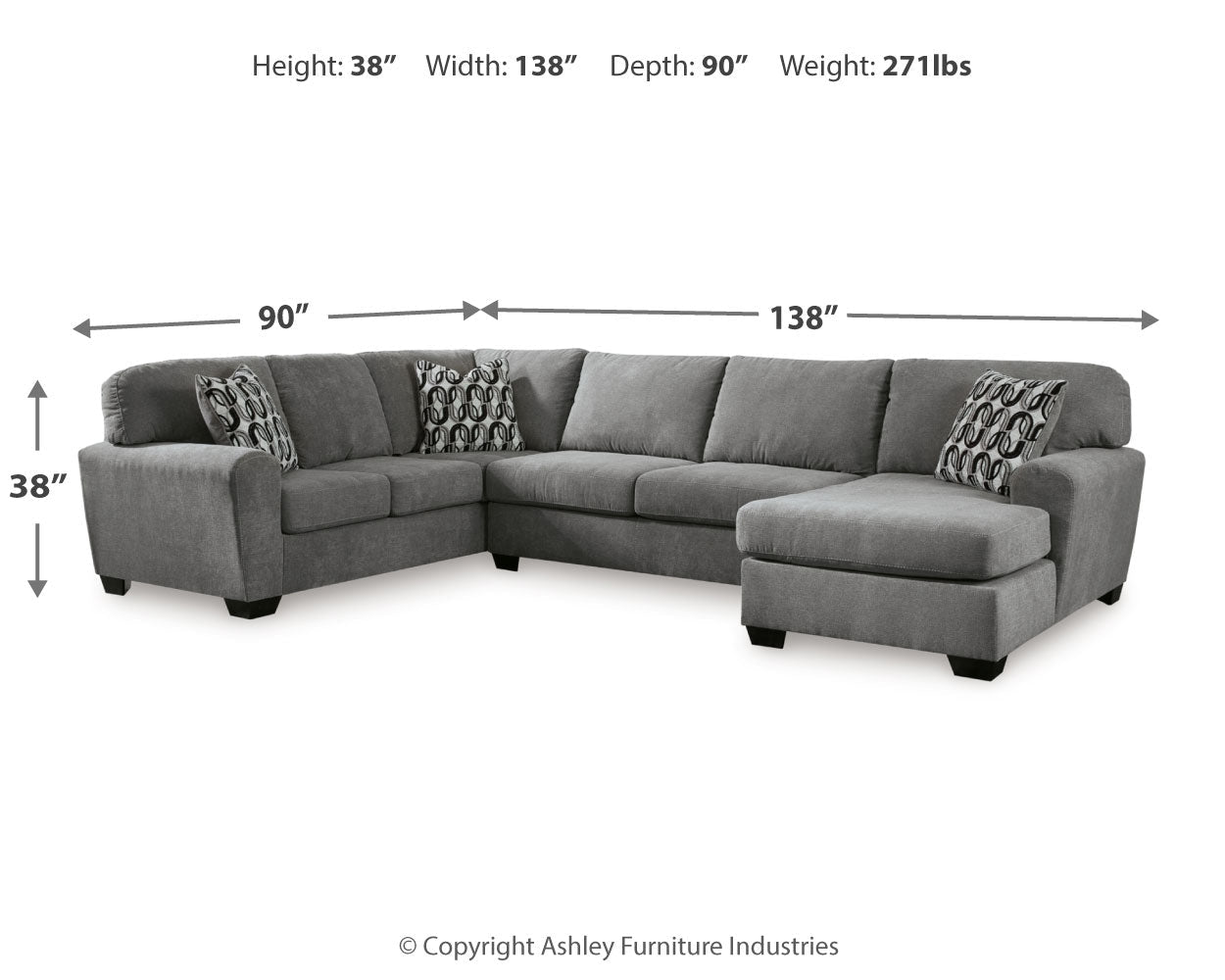 AshleyBirkdale Court 3 - Piece Sectional with Chaise