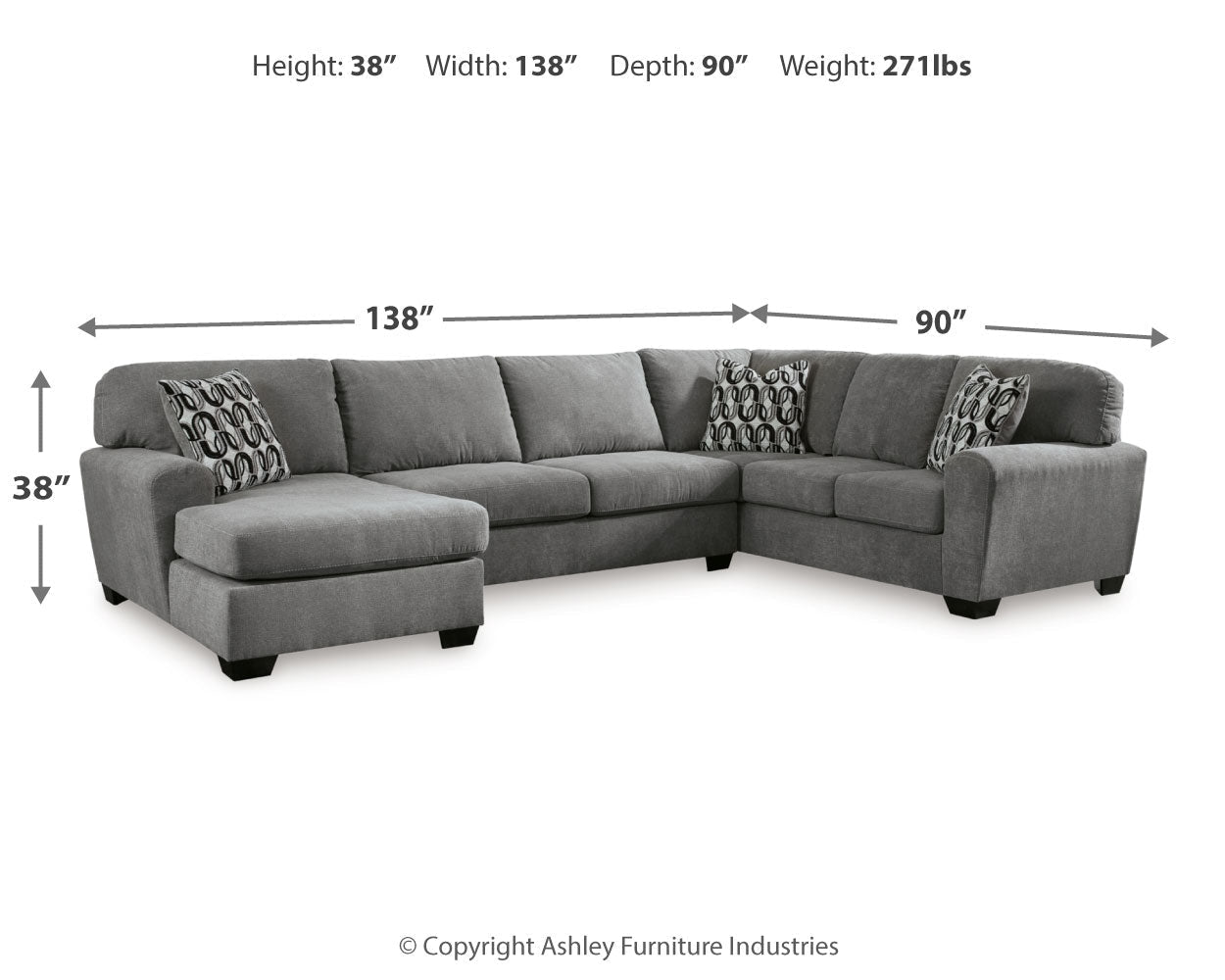 AshleyBirkdale Court 3 - Piece Sectional with Chaise