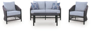 AshleyBridges Beach Outdoor Love/Chairs/Table Set (Set of 4)