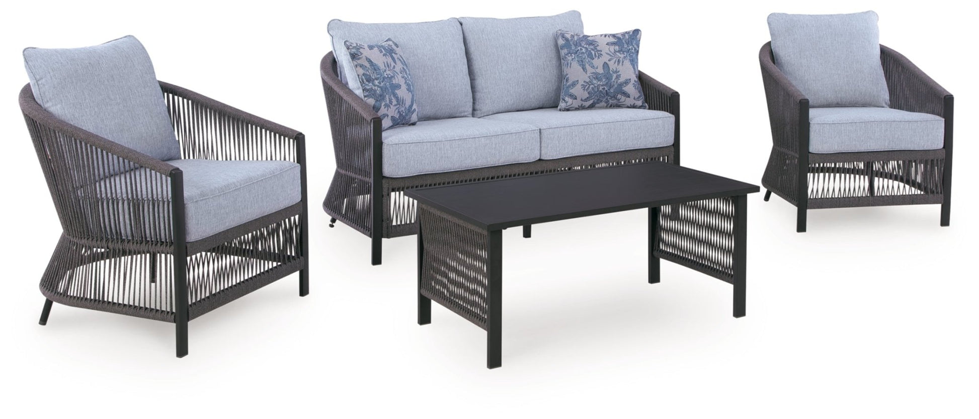 AshleyBridges Beach Outdoor Love/Chairs/Table Set (Set of 4)
