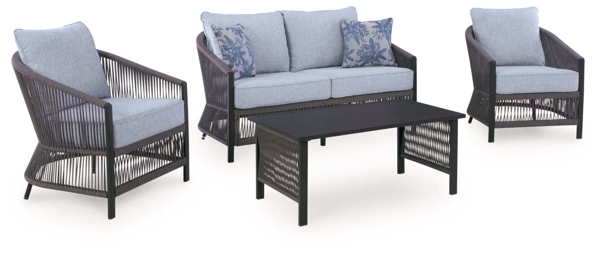 AshleyBridges Beach Outdoor Love/Chairs/Table Set (Set of 4)