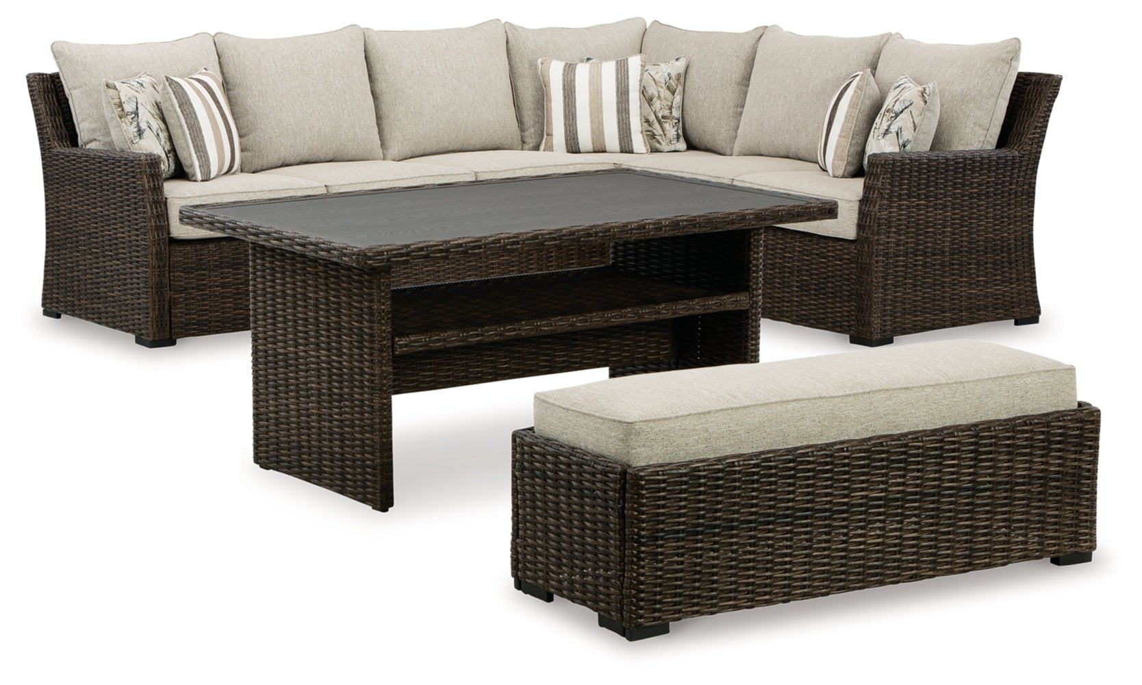 AshleyBrook Ranch Outdoor Sectional Set with Coffee Table