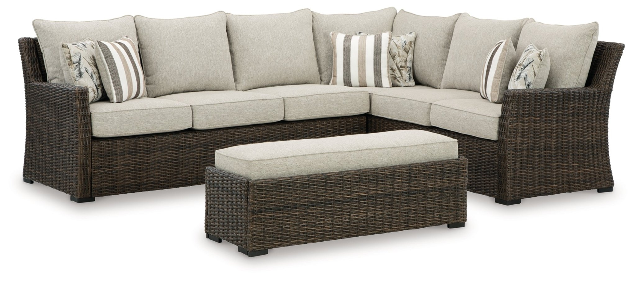 AshleyBrook Ranch Outdoor Sectional Set with Lounge Chair and Coffee Table