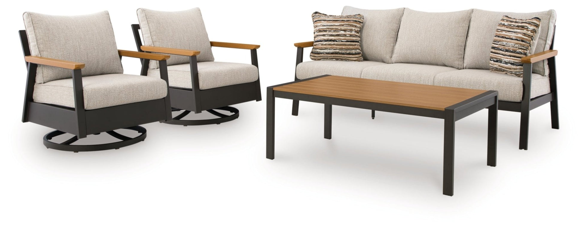 AshleyCarmel Highlands Outdoor Sofa/Chairs/Table (Set of 4)