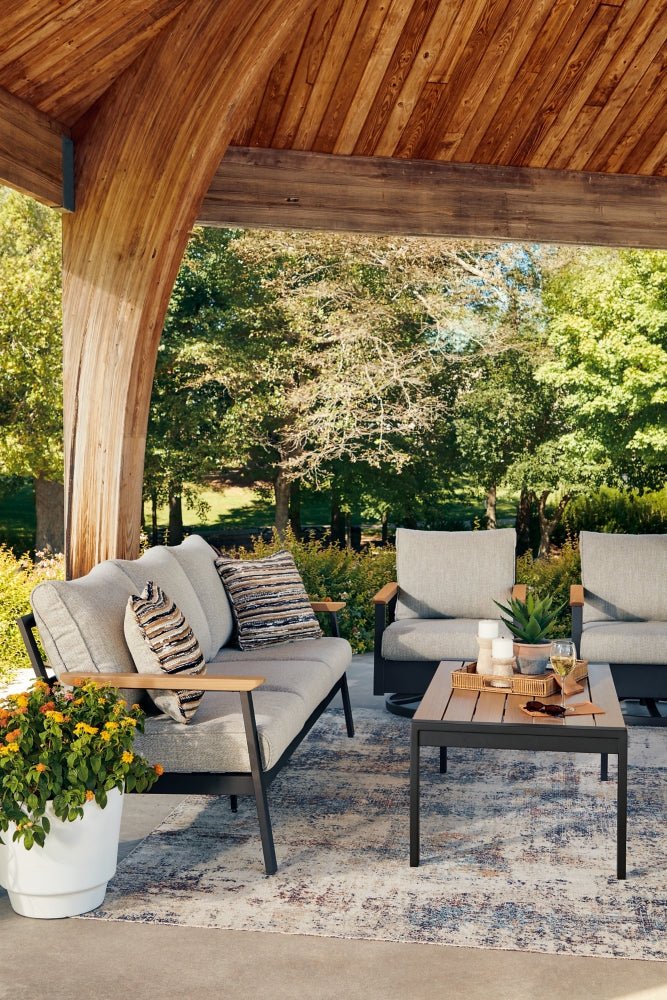 AshleyCarmel Highlands Outdoor Sofa/Chairs/Table (Set of 4)