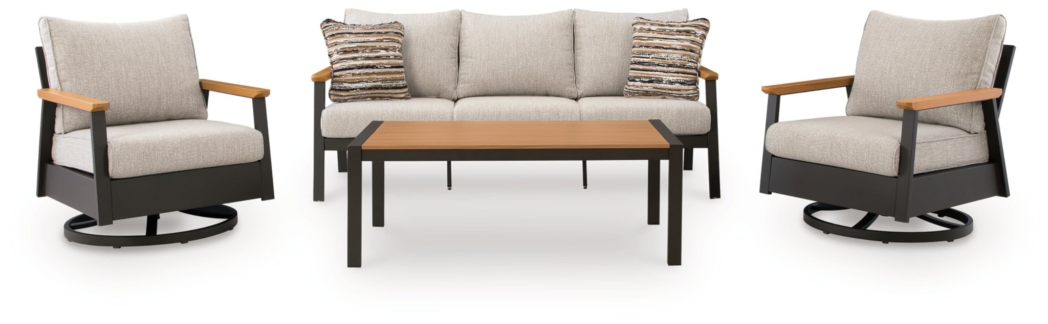 AshleyCarmel Highlands Outdoor Sofa/Chairs/Table (Set of 4)