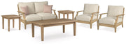 AshleyClare View Outdoor Loveseat and 2 Lounge Chairs with Coffee Table and 2 End Tables