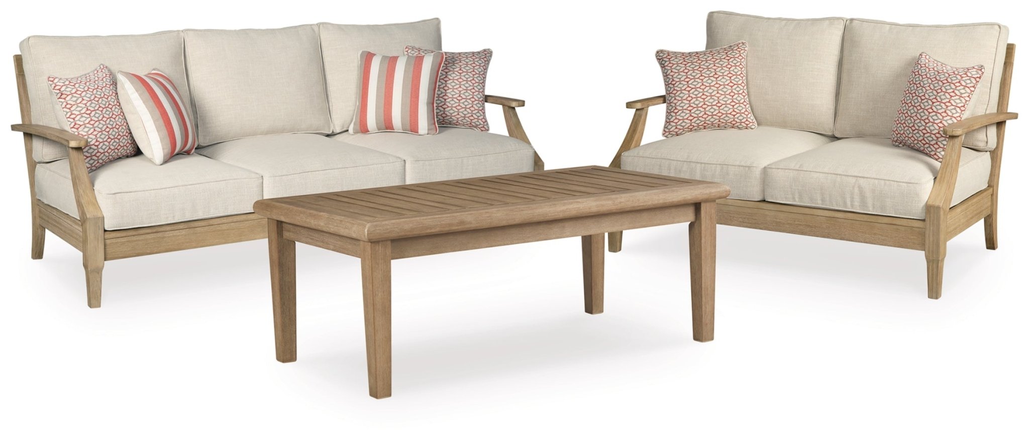 AshleyClare View Outdoor Sofa and Loveseat with Coffee Table