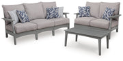 AshleyCove Beach Outdoor Sofa and Loveseat with Coffee Table