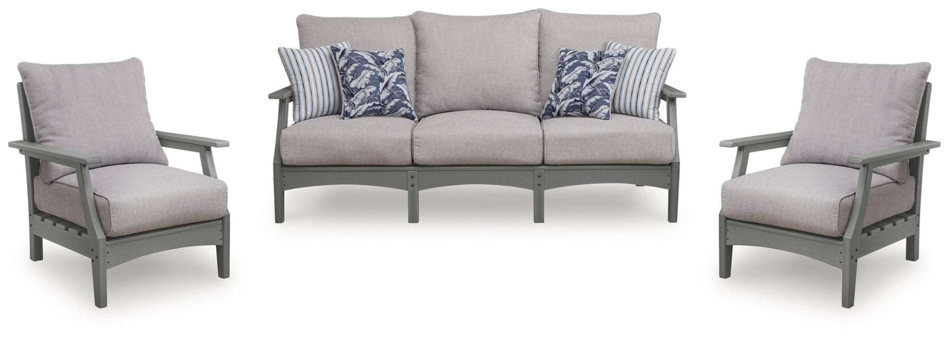 AshleyCove Beach Outdoor Sofa with 2 Lounge Chairs