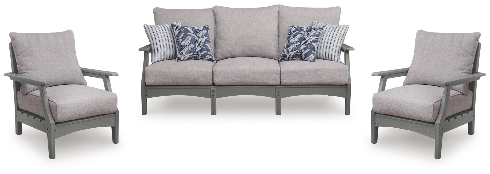 AshleyCove Beach Outdoor Sofa with 2 Lounge Chairs
