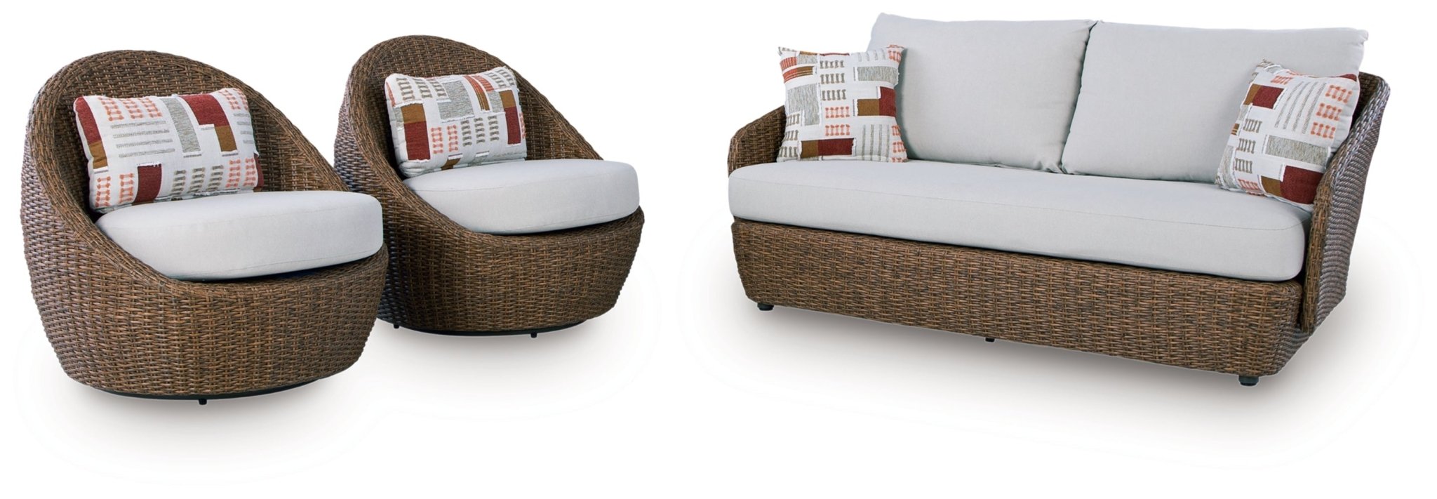 AshleyDouble Point Outdoor Loveseat/2 Swivel Chairs (Set of 3)