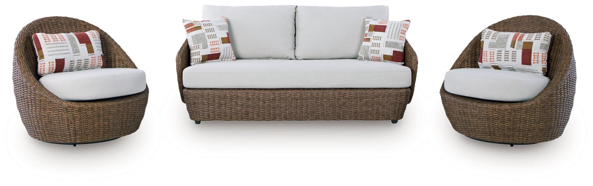 AshleyDouble Point Outdoor Loveseat/2 Swivel Chairs (Set of 3)