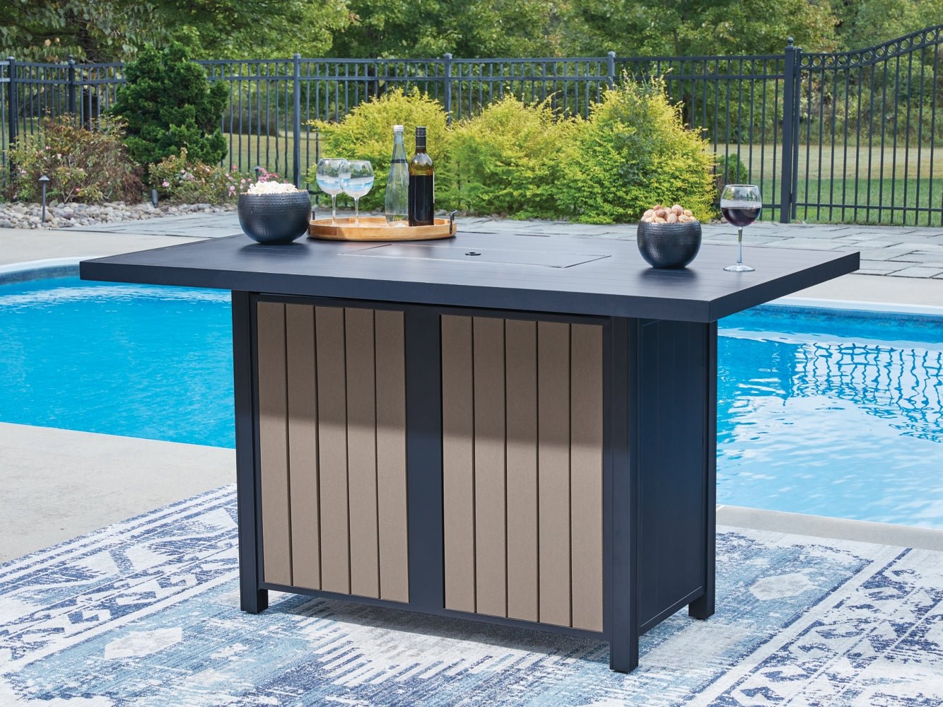AshleyEast Beach Outdoor Bar Table with Fire Pit