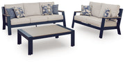 AshleyEast Beach Outdoor Sofa and Loveseat with Coffee Table