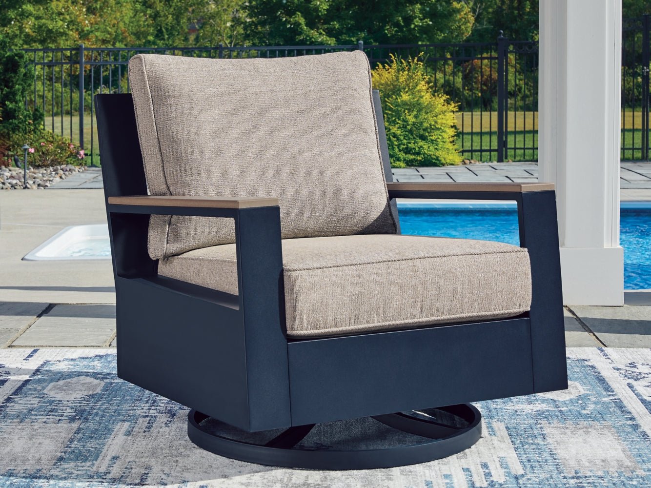AshleyEast Beach Outdoor Swivel Glider Chair with Cushion