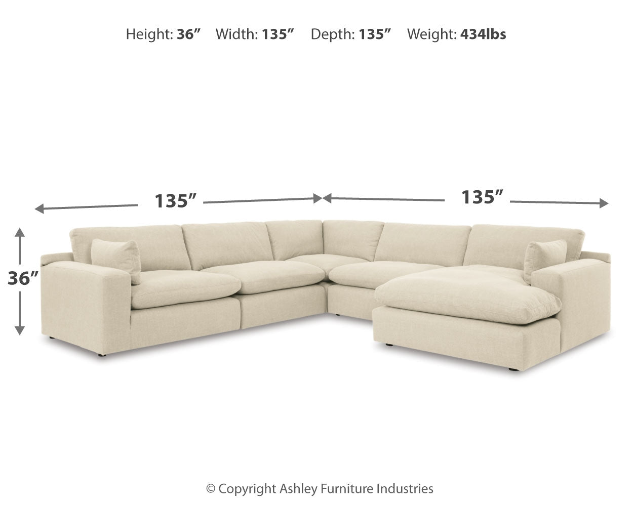 AshleyElyza 5 - Piece Sectional with Chaise