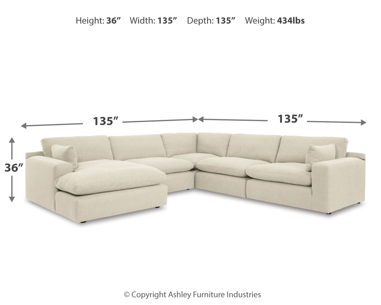 AshleyElyza 5 - Piece Sectional with Chaise