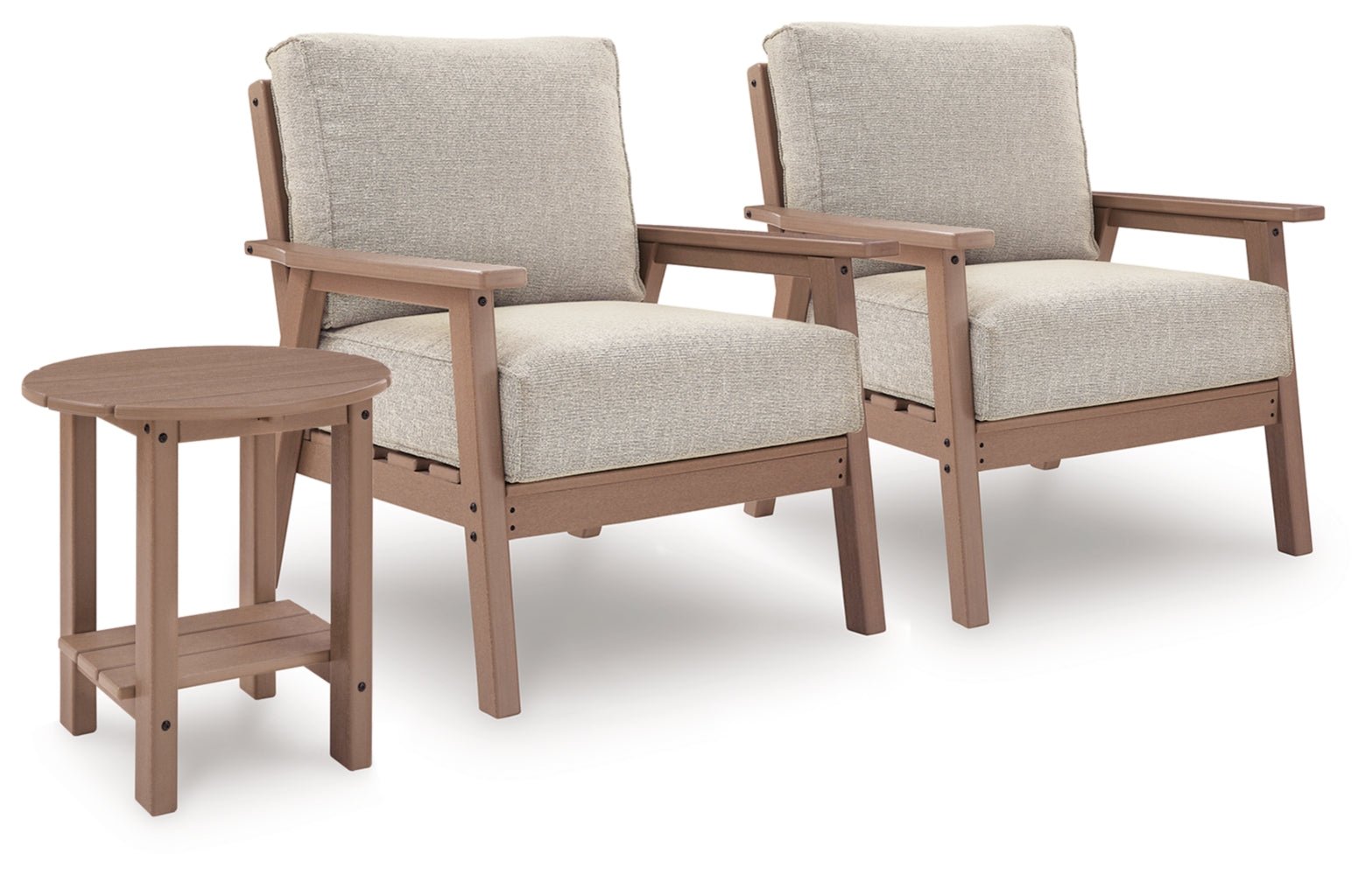 AshleyGrover Beach 2 Outdoor Lounge Chairs with End Table