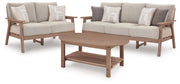 AshleyGrover Beach Outdoor Sofa and Loveseat with Coffee Table