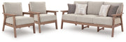 AshleyGrover Beach Outdoor Sofa with 2 Lounge Chairs