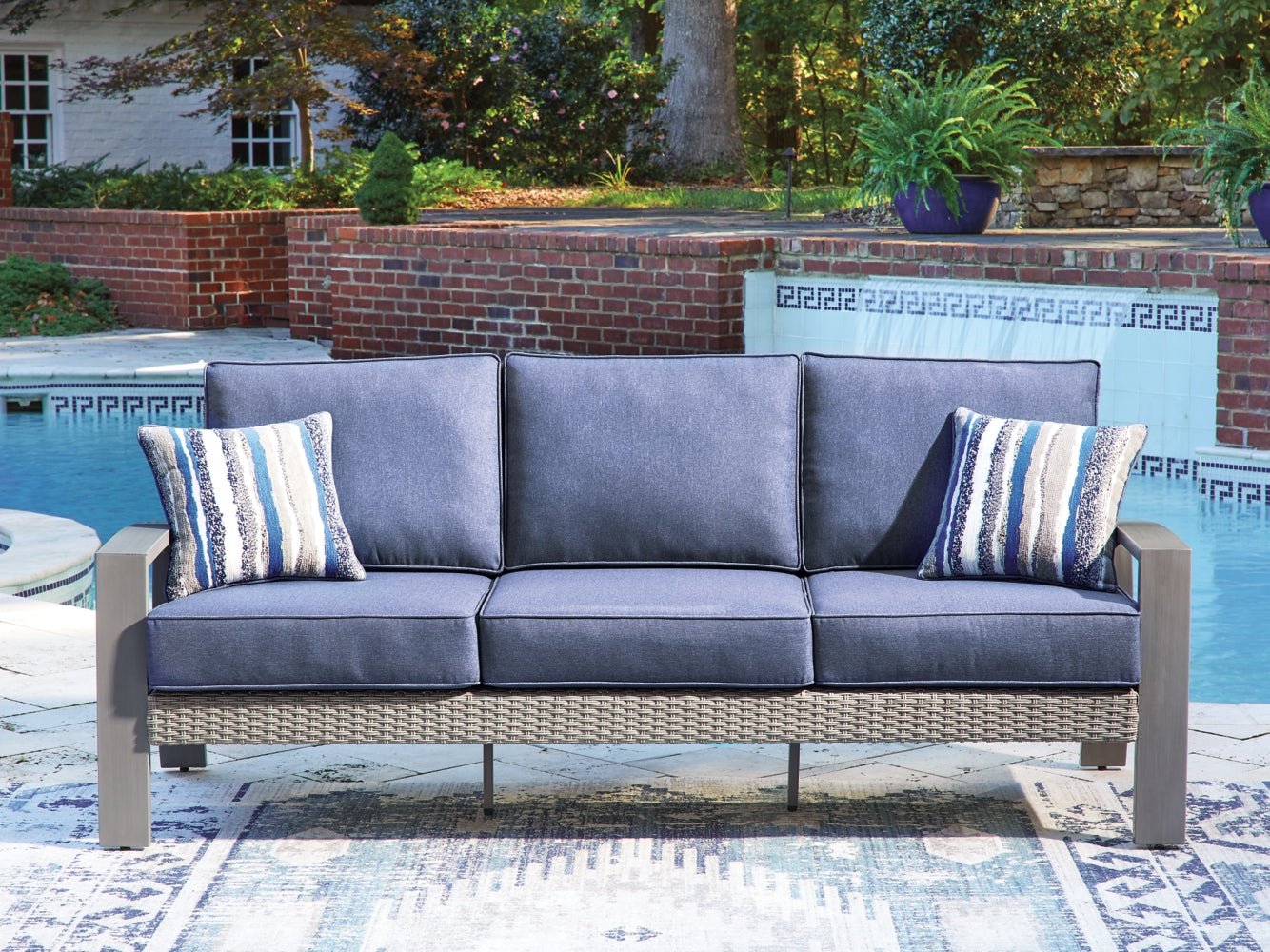 AshleyHalf Moon Beach Outdoor Sofa with Cushion