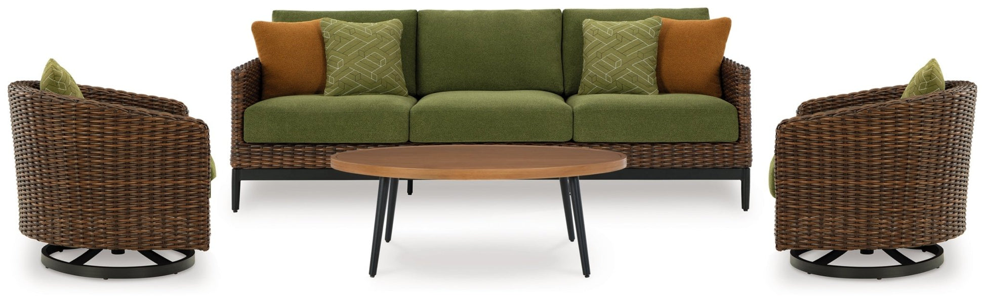 AshleyHorizon Hall Outdoor Sofa and 2 Chairs with Coffee Table