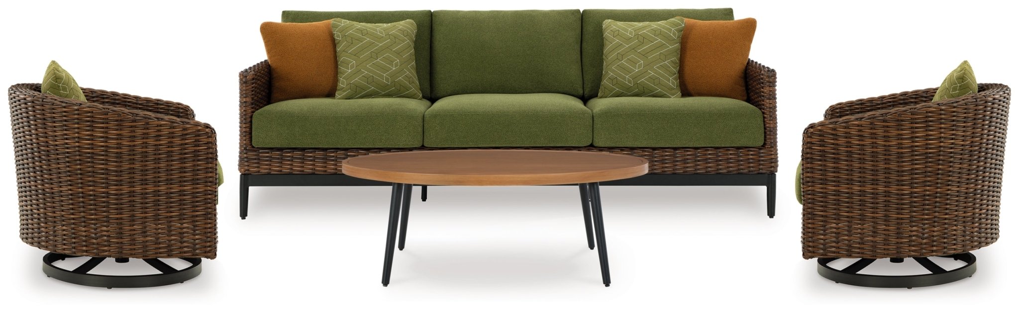 AshleyHorizon Hall Outdoor Sofa and 2 Chairs with Coffee Table