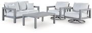 AshleyHurley Park Outdoor Loveseat and 2 Lounge Chairs with Coffee Table