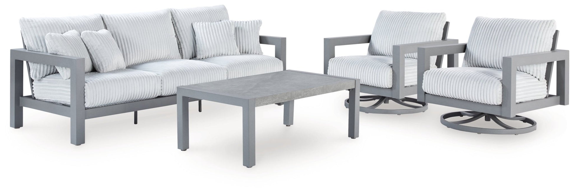 AshleyHurley Park Outdoor Sofa and 2 Chairs with Coffee Table