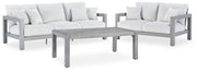 AshleyHurley Park Outdoor Sofa and Loveseat with Coffee Table