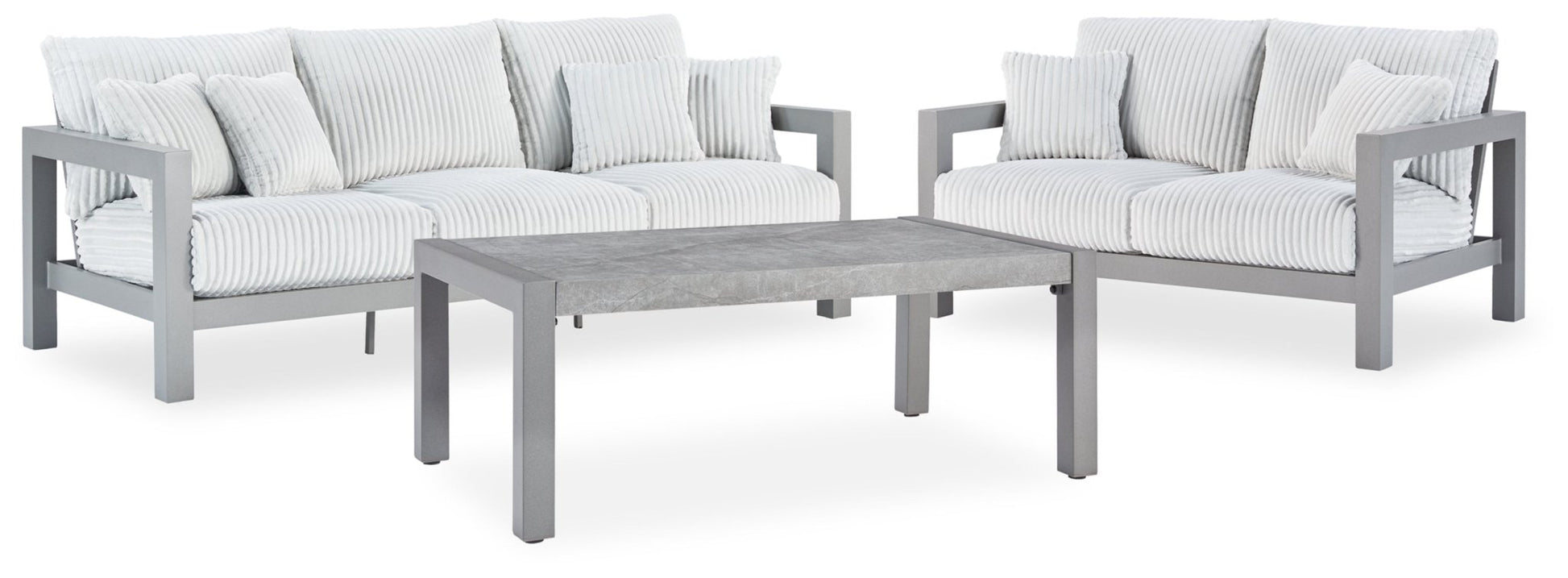 AshleyHurley Park Outdoor Sofa and Loveseat with Coffee Table