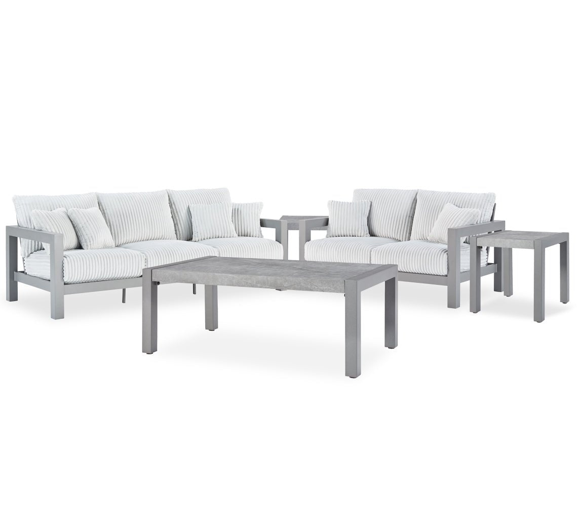 AshleyHurley Park Outdoor Sofa and Loveseat with Coffee Table and 2 End Tables