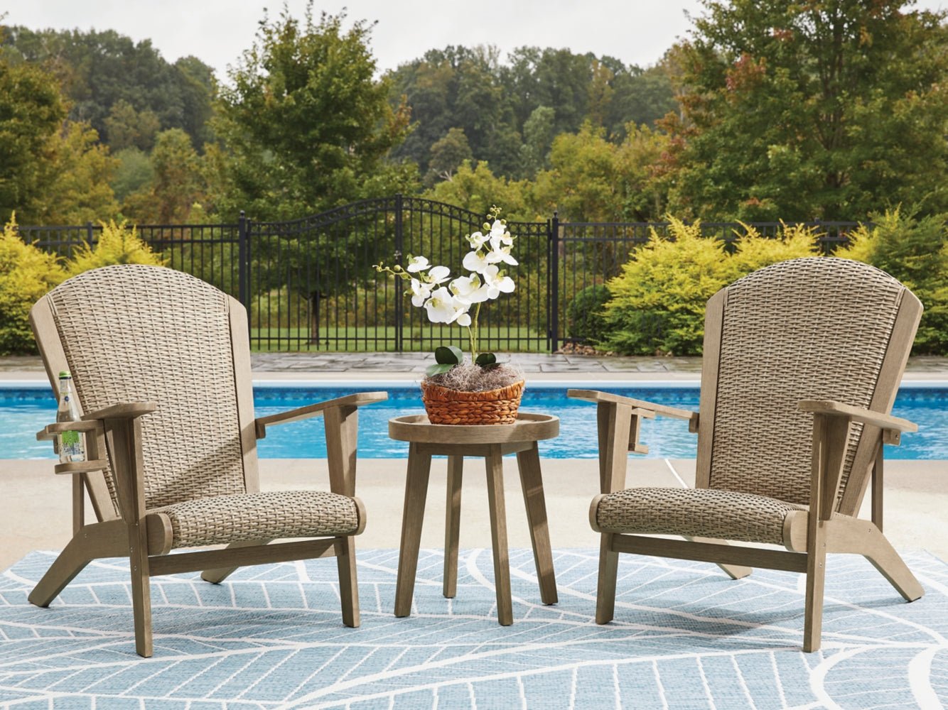AshleyMarina Sun 2 Adirondack Chairs with End table