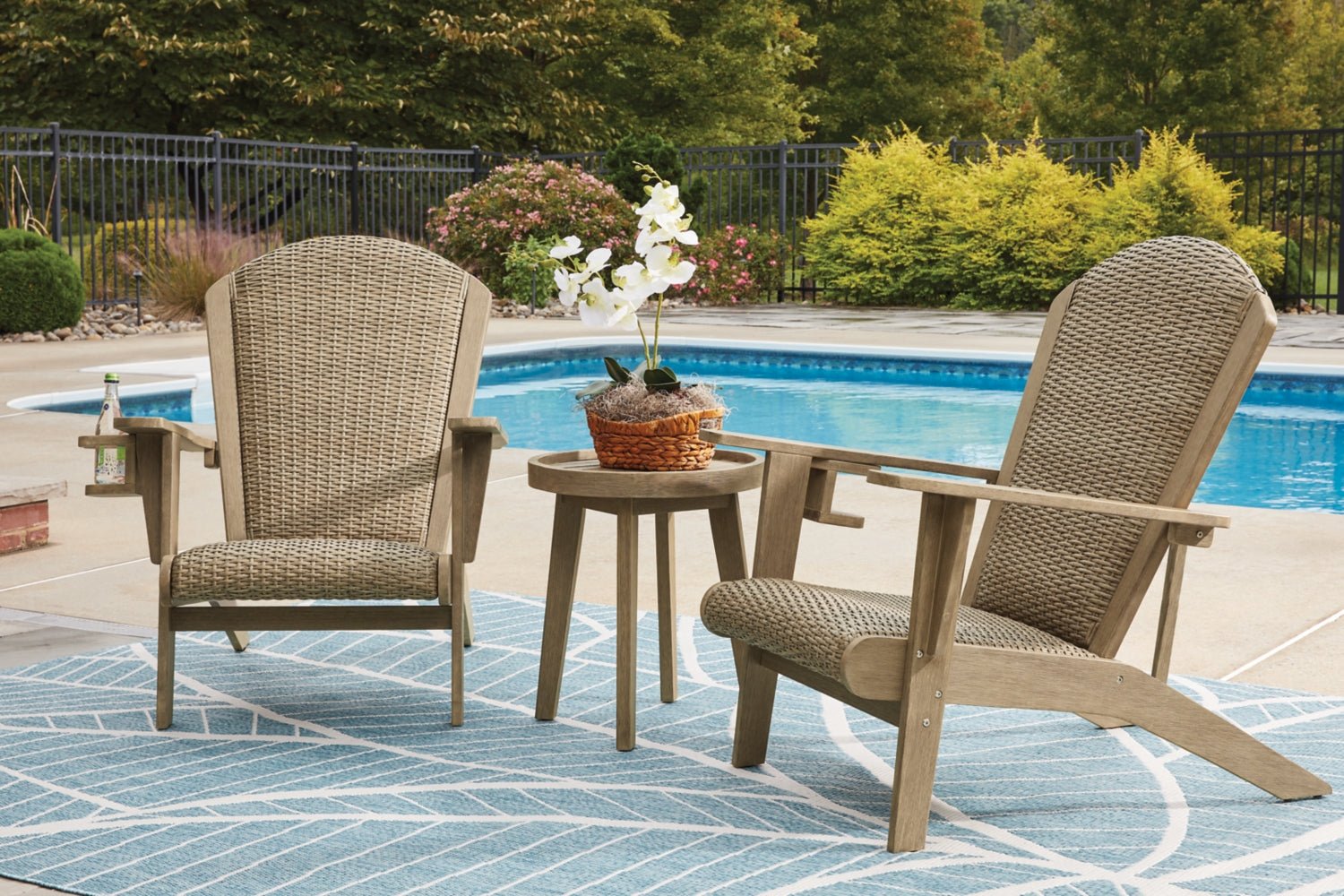 AshleyMarina Sun 2 Adirondack Chairs with End table